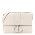 Ultra Matte Grained Calfskin 30 Montaigne Flap Bag White