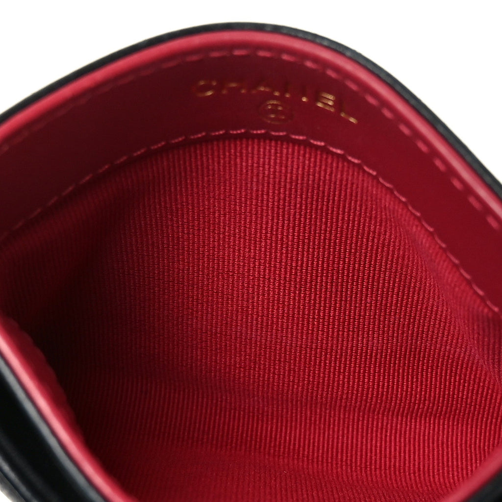 Lambskin Quilted Chanel 19  Holder Black