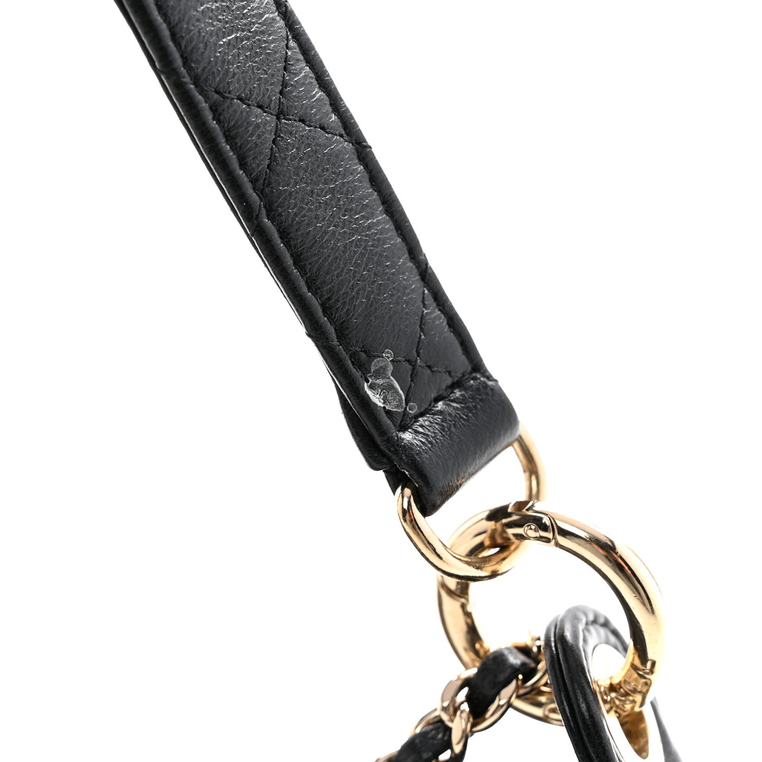 Mesh Shiny Lambskin Chain Hobo Black