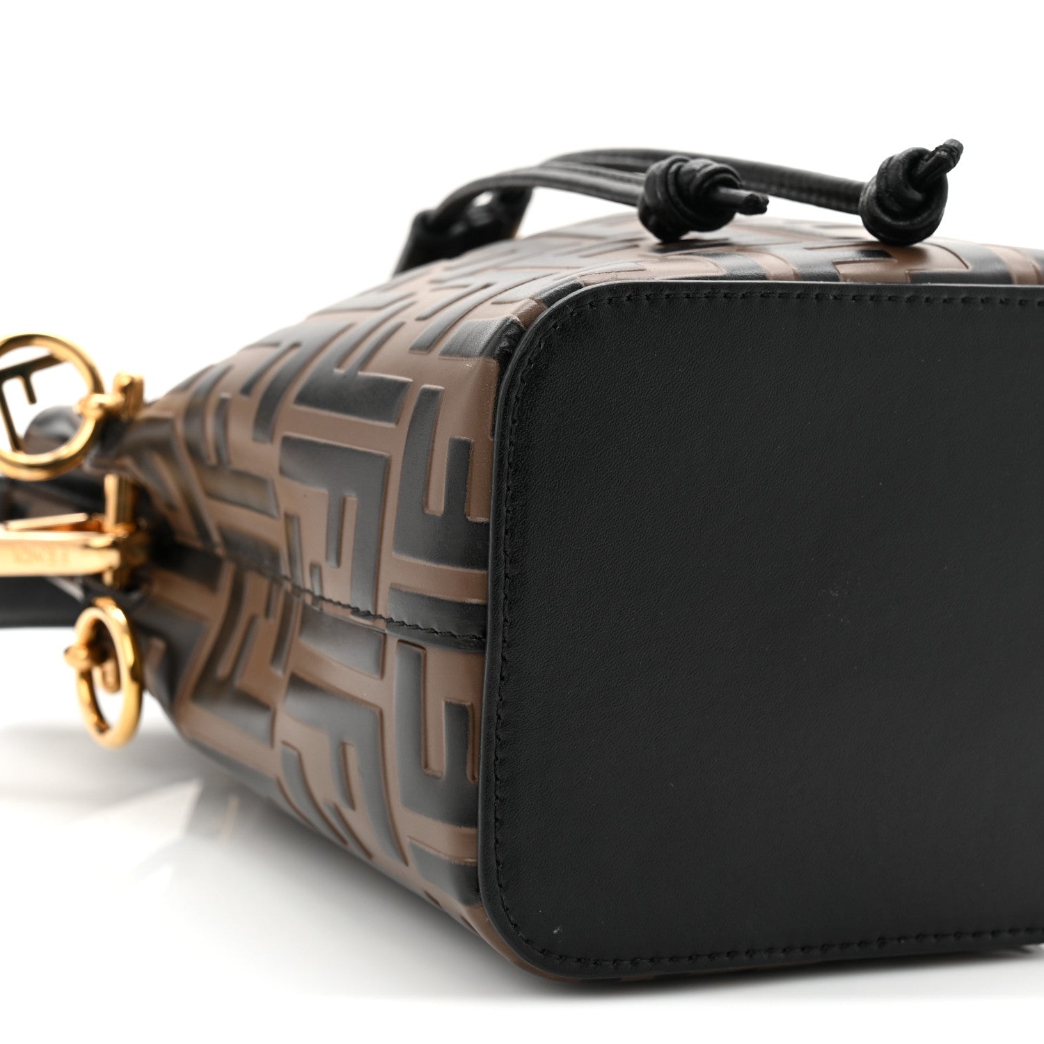 Vitello Liberty F is Fendi Bi-Color FF 1974 Embossed Mini Mon Tresor Bucket Bag Maya Black