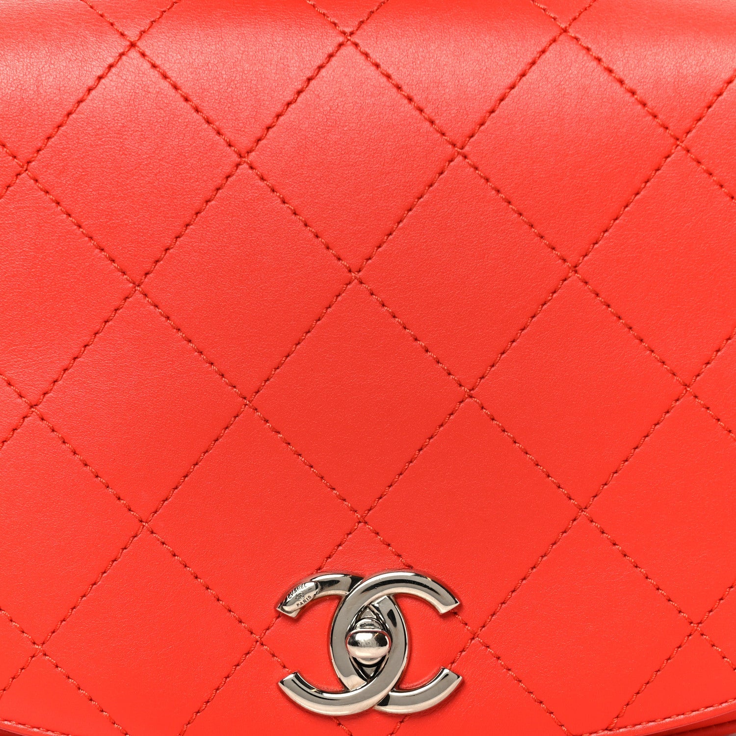 Calfskin Stitched Small Ring My Bag Flap Crossbody Red