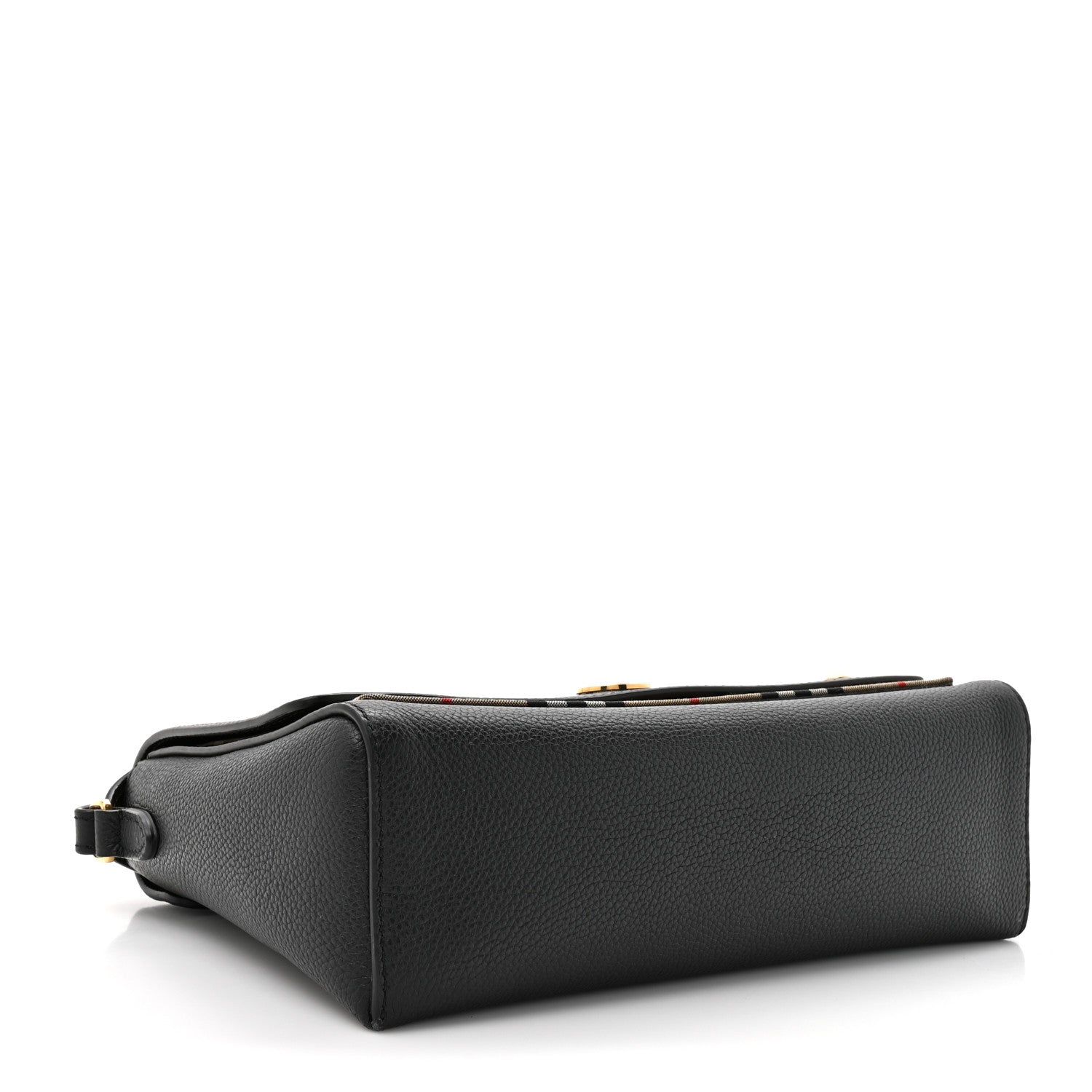 Coated Canvas Calfskin Vintage Check Medium Note Crossbody Bag Black