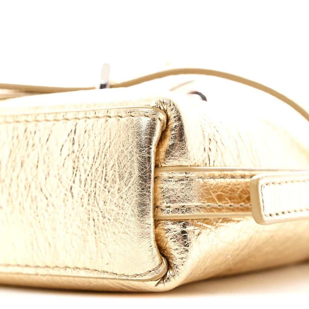 Metallic Tumbled Calfskin Nano Voyou Bag Golden Sand