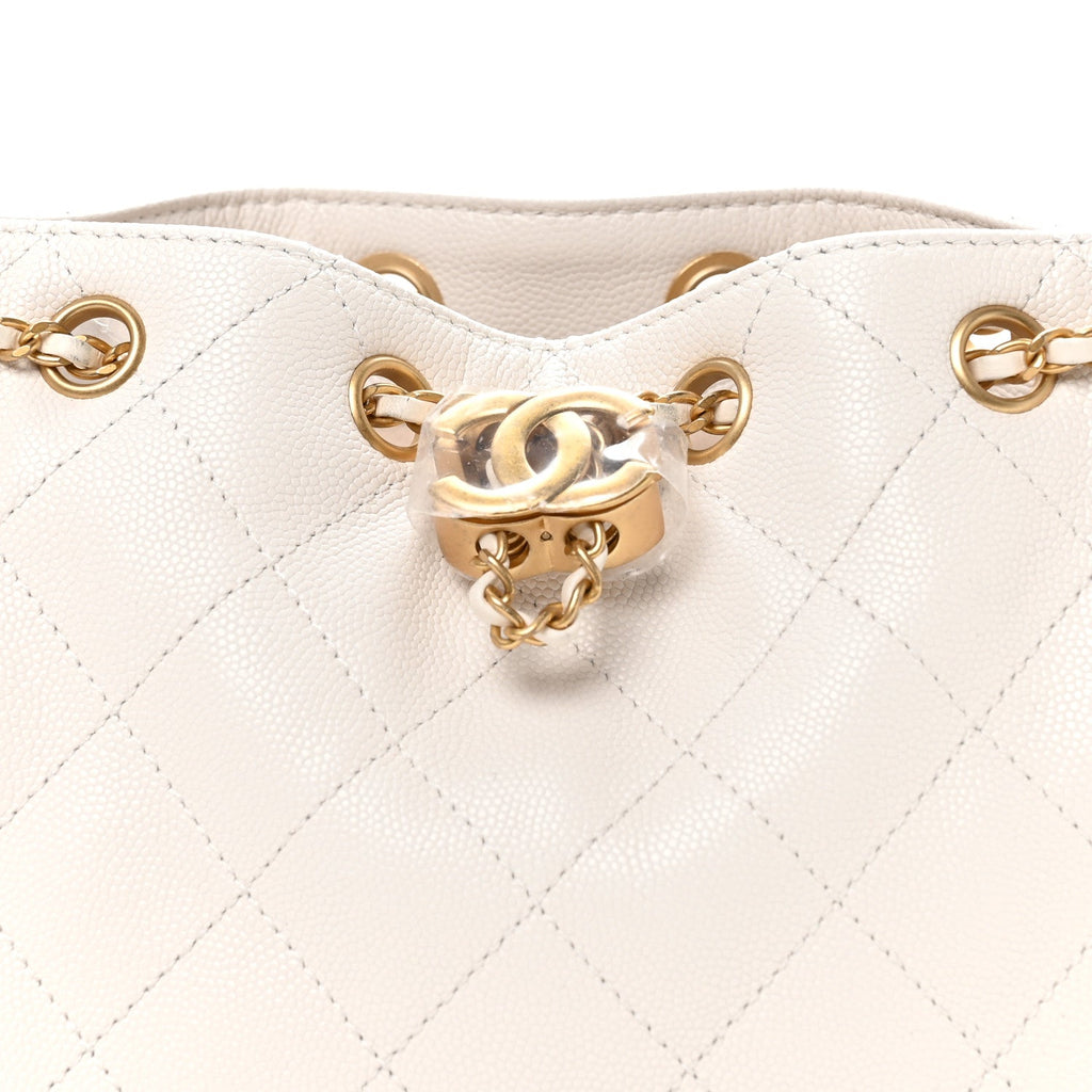 Caviar Quilted Mini Chanel 25 Handbag White