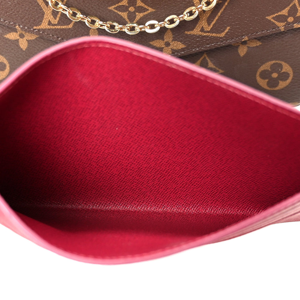 Monogram Pochette Felicie Chain Wallet Fuchsia