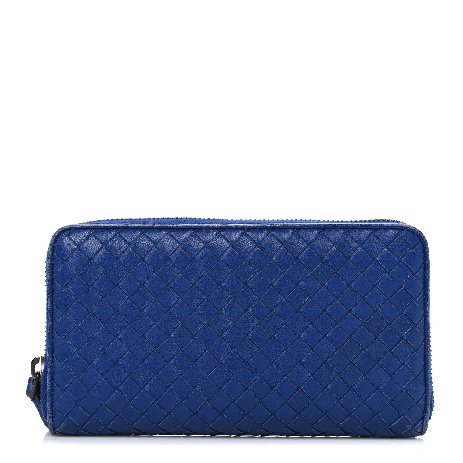 Nappa Intrecciato Zip Around Wallet Cobalt
