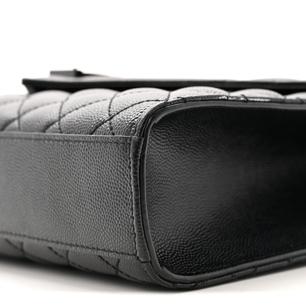 Grain De Poudre Textured Mixed Matelasse Triquilt Medium Monogram Monochrome Satchel Black