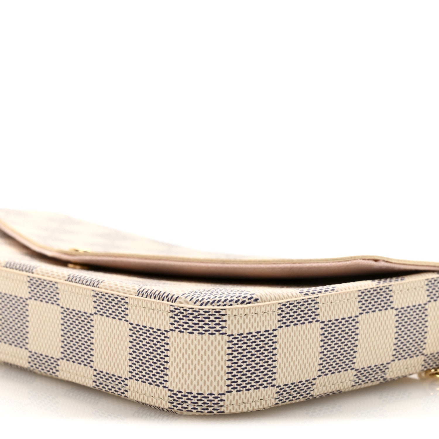 Damier Azur Pochette Felicie Chain Wallet Rose Ballerine