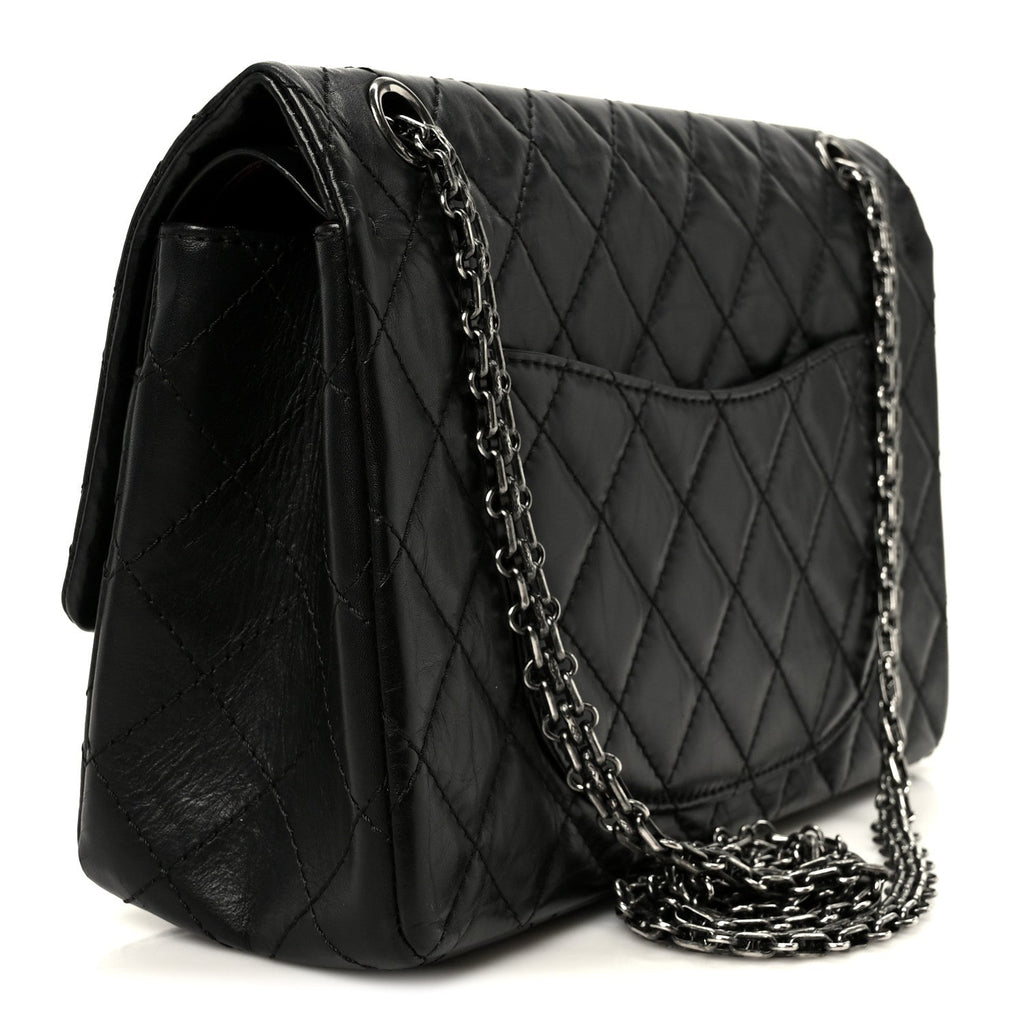 Aged Calfskin Quilted 2.55 Reissue 226 Flap Black