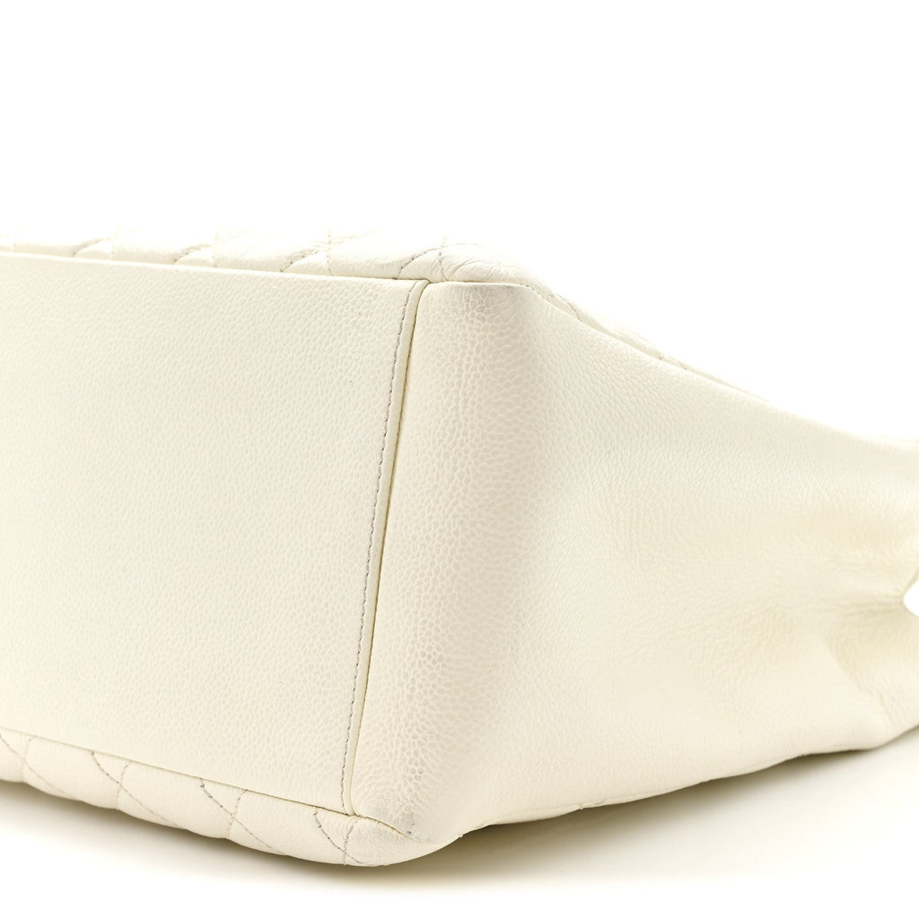 Caviar Quilted Grand Shopping Tote GST White