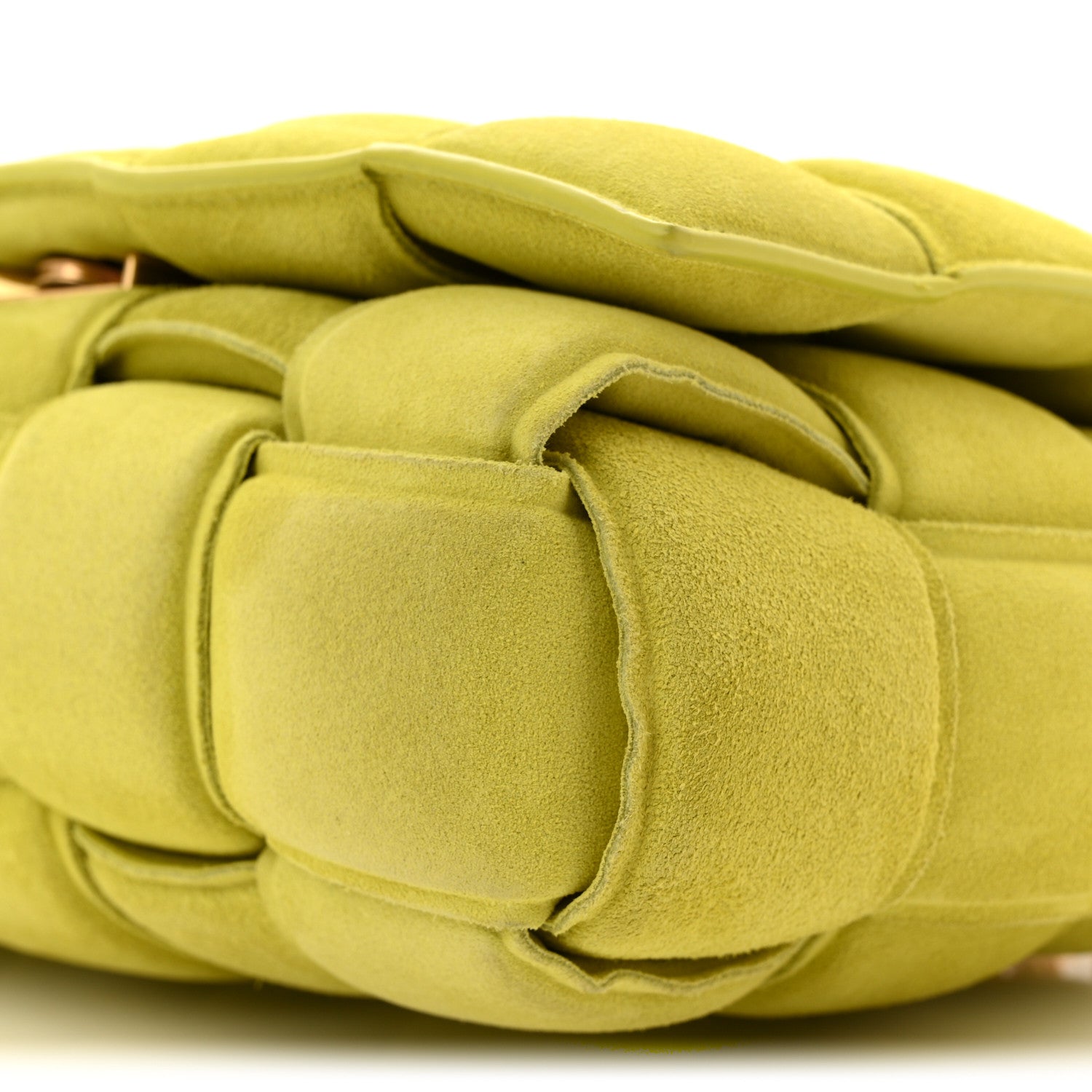 Suede Maxi Intrecciato Padded Chain Cassette Crossbody Bag Kiwi