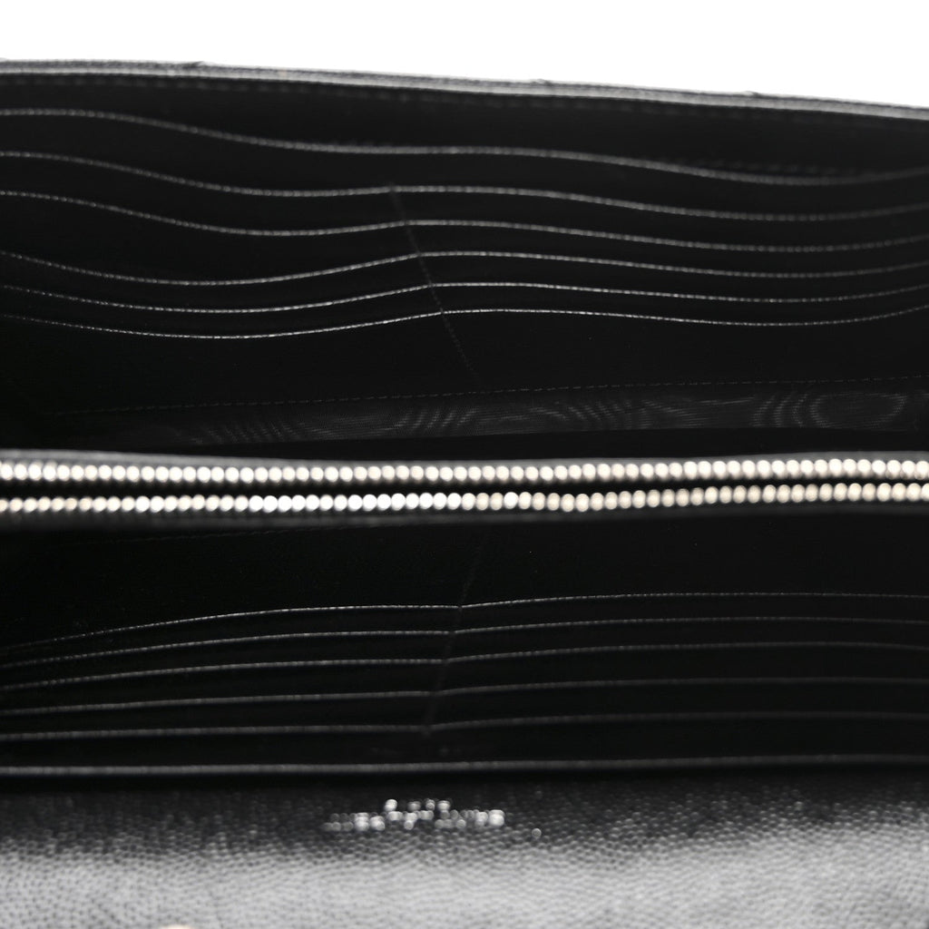 Grain De Poudre Matelasse Chevron Monogram Chain Wallet Black