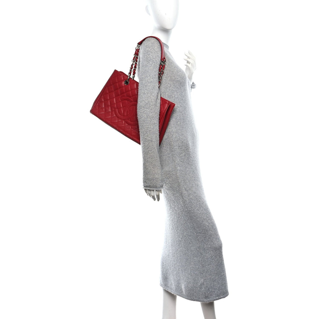 Caviar Quilted Grand Shopping Tote GST Red
