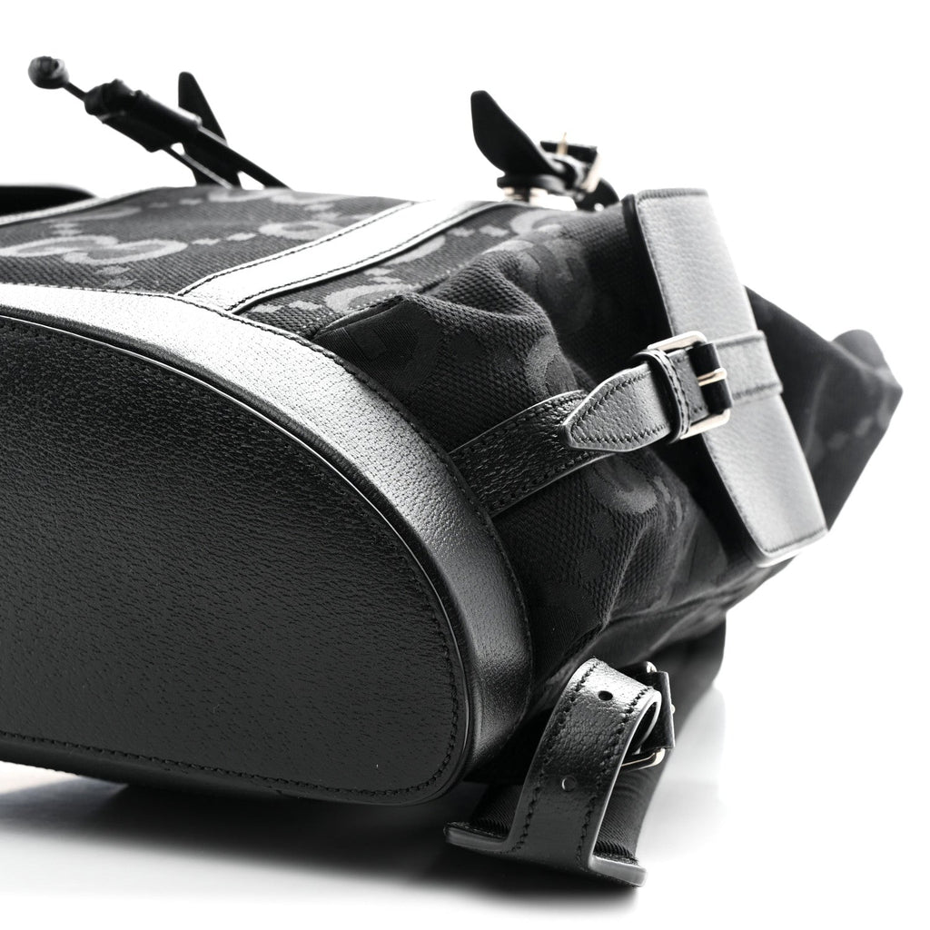 Monogram Jumbo GG Textured Dollar Calfskin Web Double Buckle Backpack Black