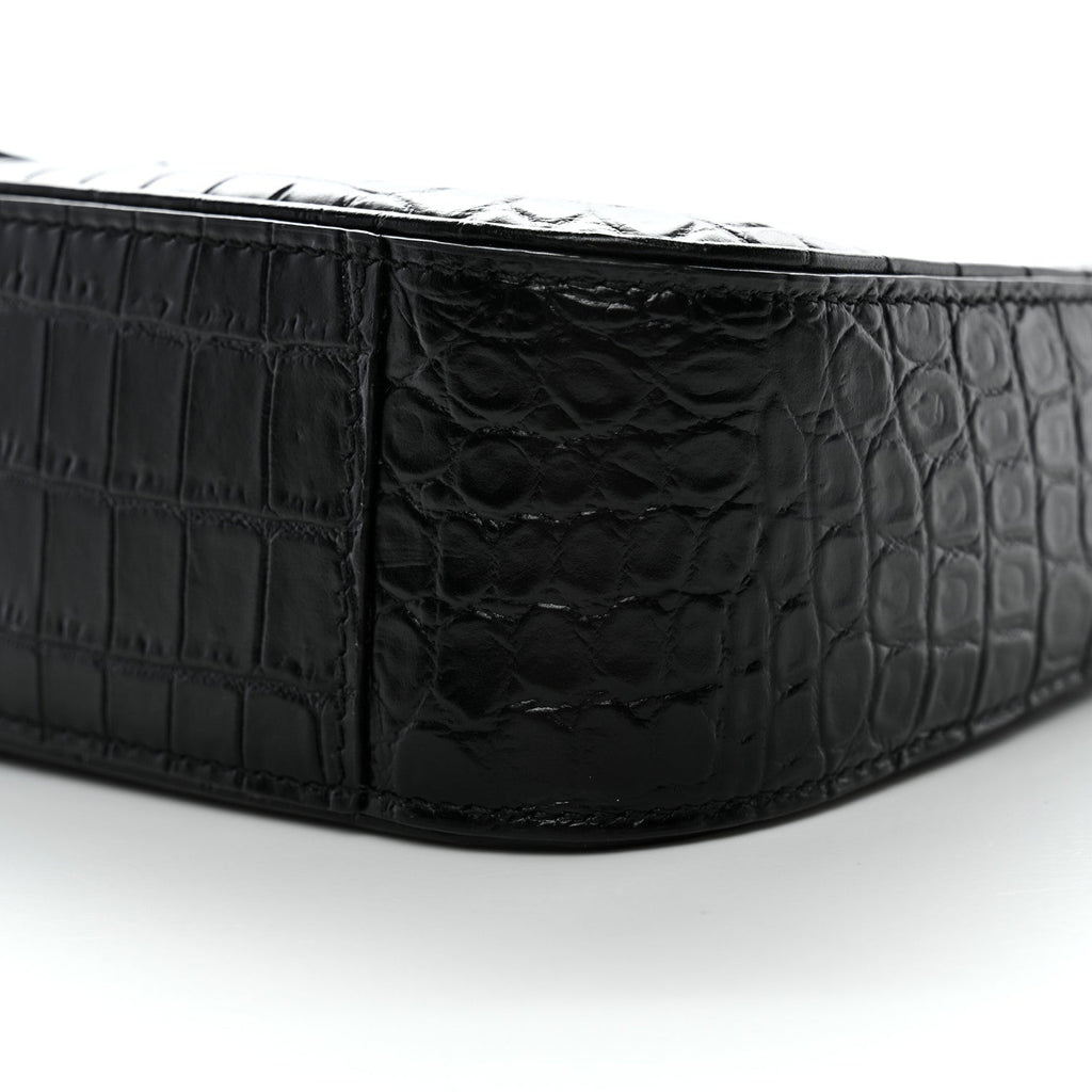 Calfskin Crocodile Embossed LE 5 A 7 Hobo Black