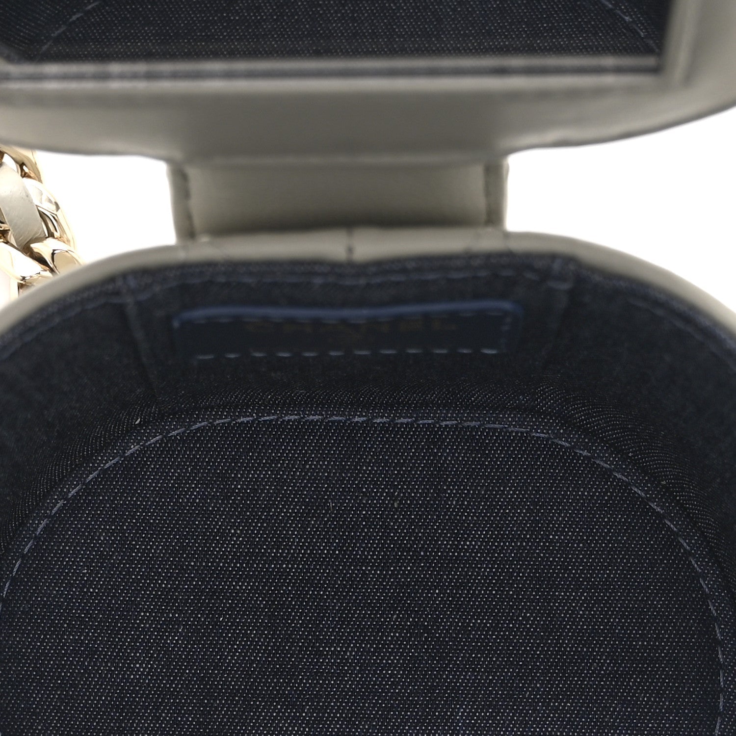Lambskin Quilted Mini Vanity Case With Chain Grey