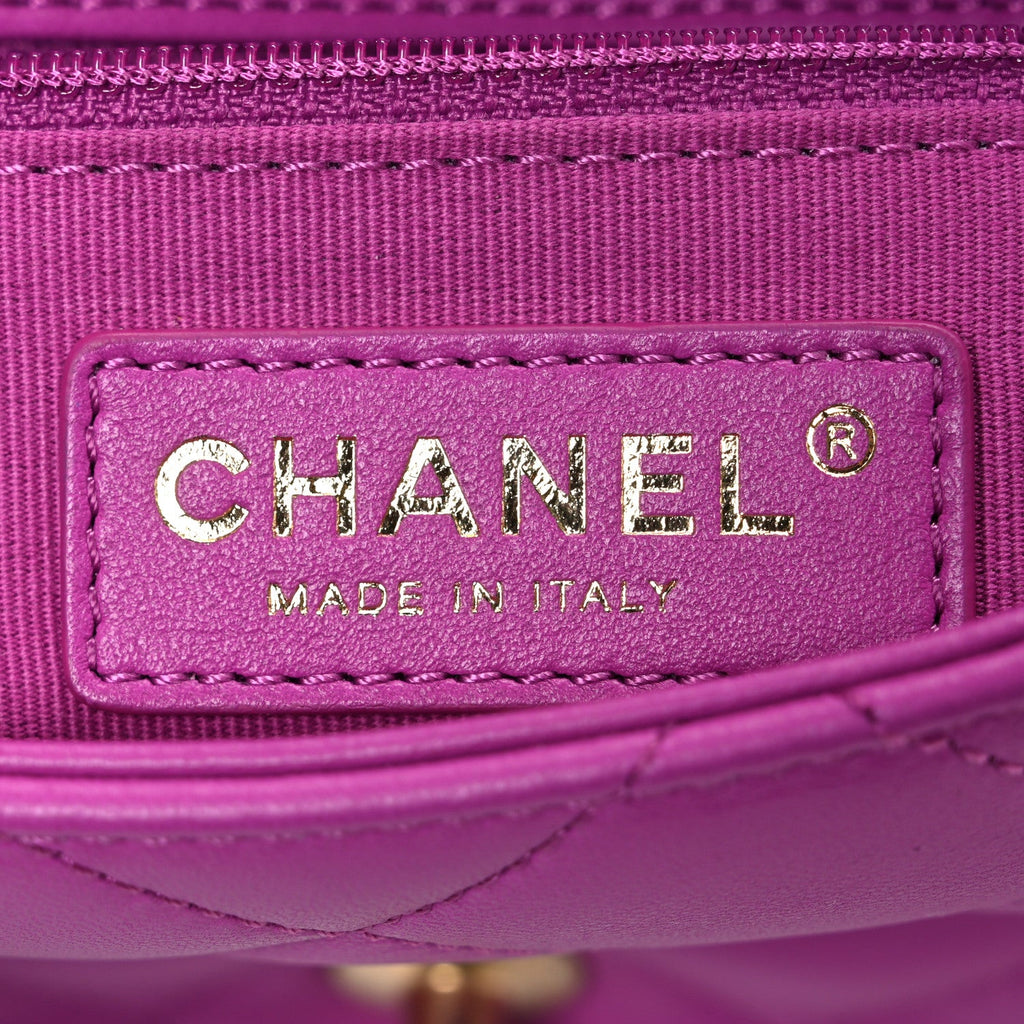 Lambskin Quilted CC Small Dynasty Flap Purple