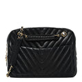 Lambskin Chevron Quilted Camera Case Navy