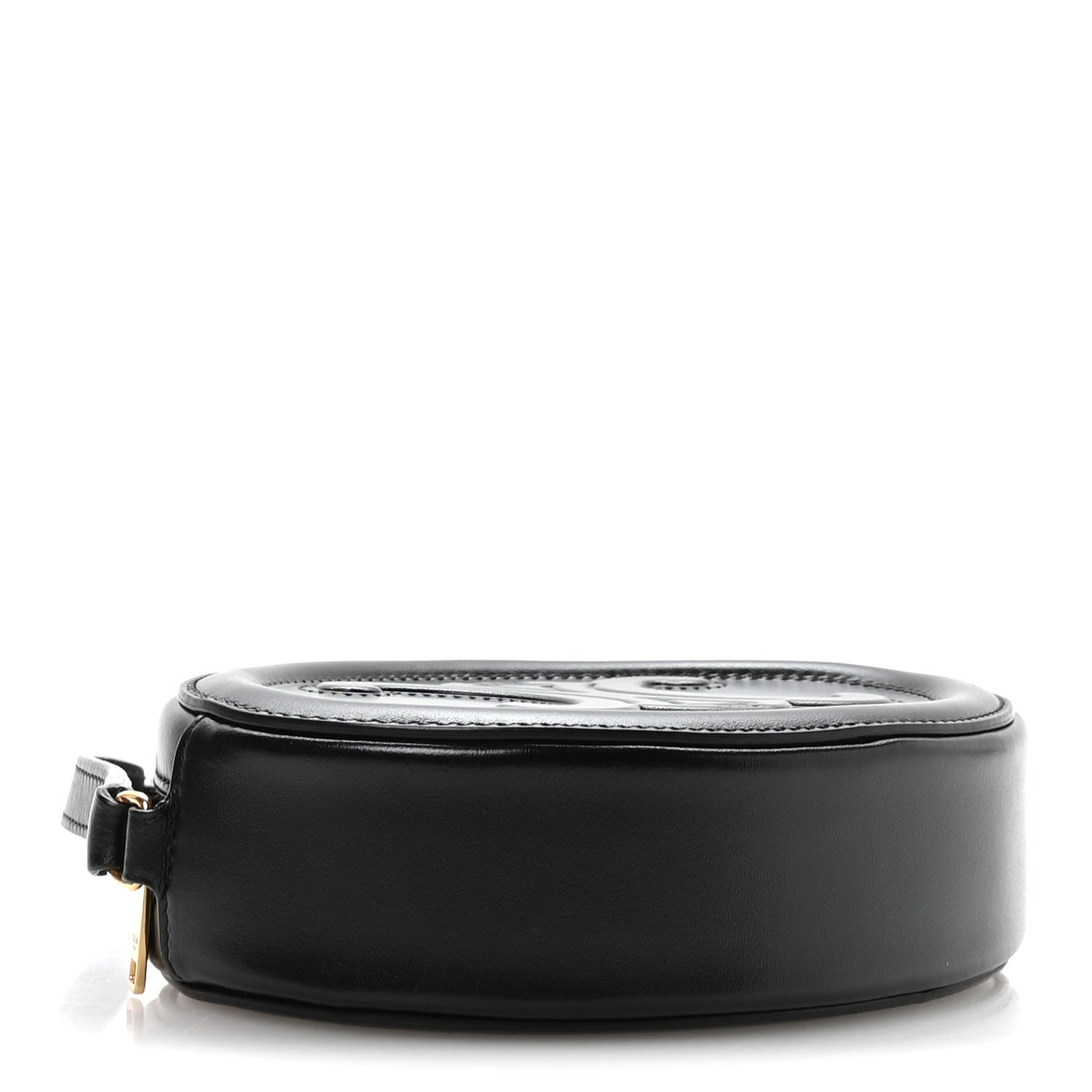 Smooth Calfskin Cuir Small Triomphe Oval Crossbody Purse Black