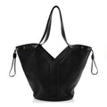 Santorini Lux Calfskin Y Drawstring Tote Black