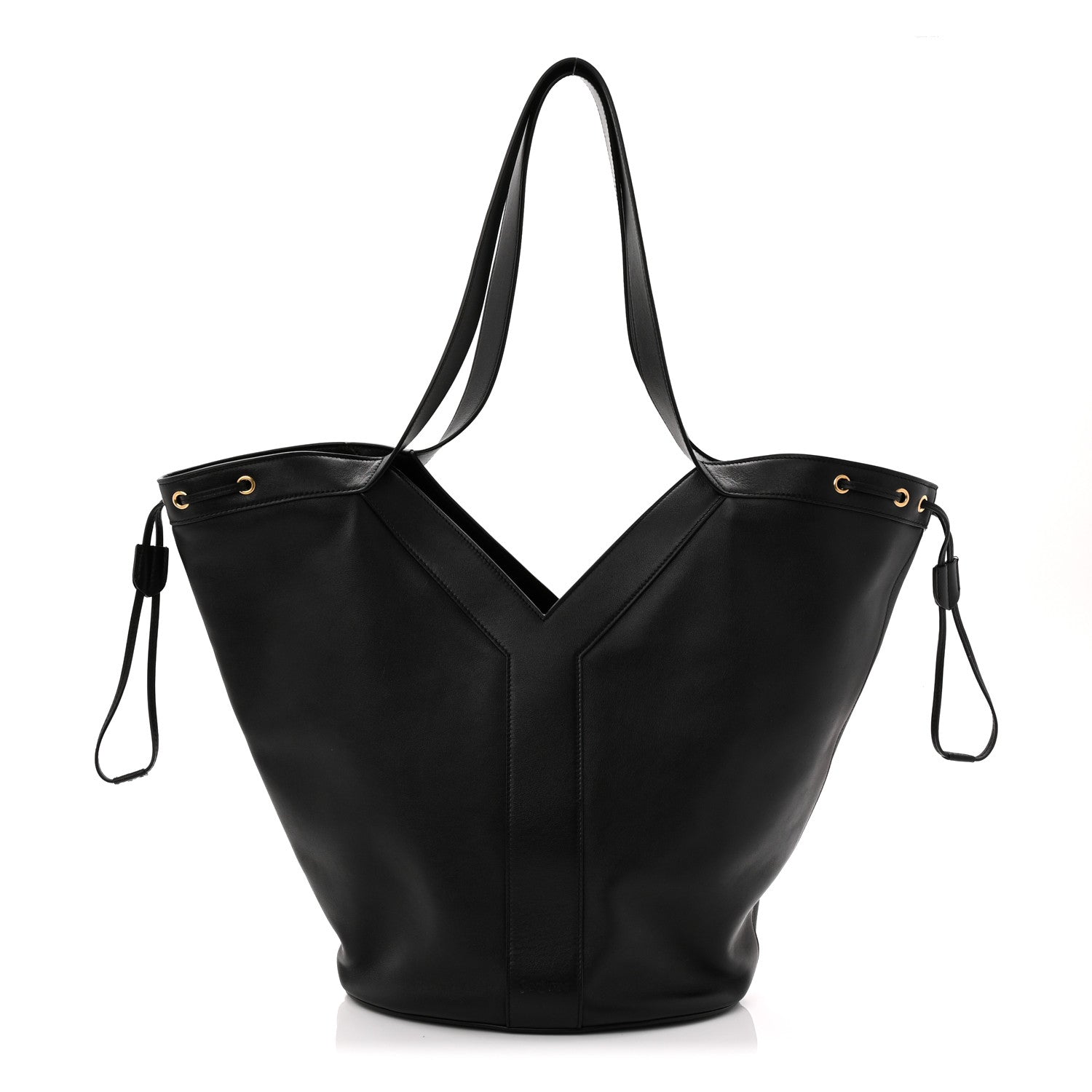 Santorini Lux Calfskin Y Drawstring Tote Black