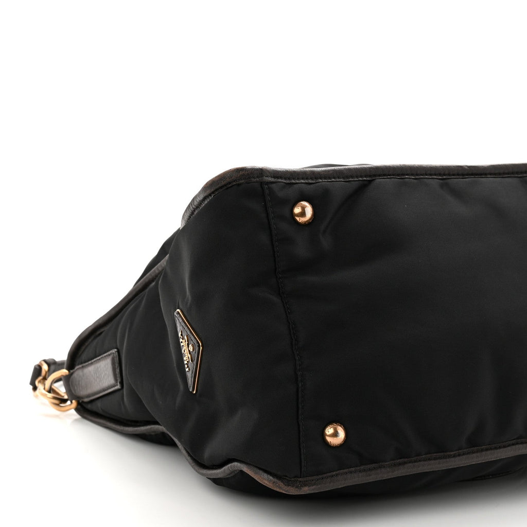 Tessuto Nylon Double Zip Logo Tote Black