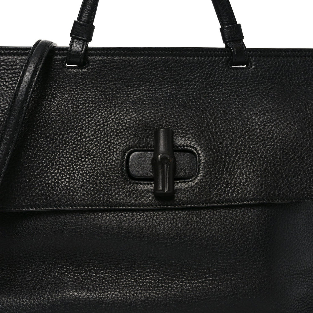 Cellarius Calfskin Large Bamboo Daily Top Handle Bag Black