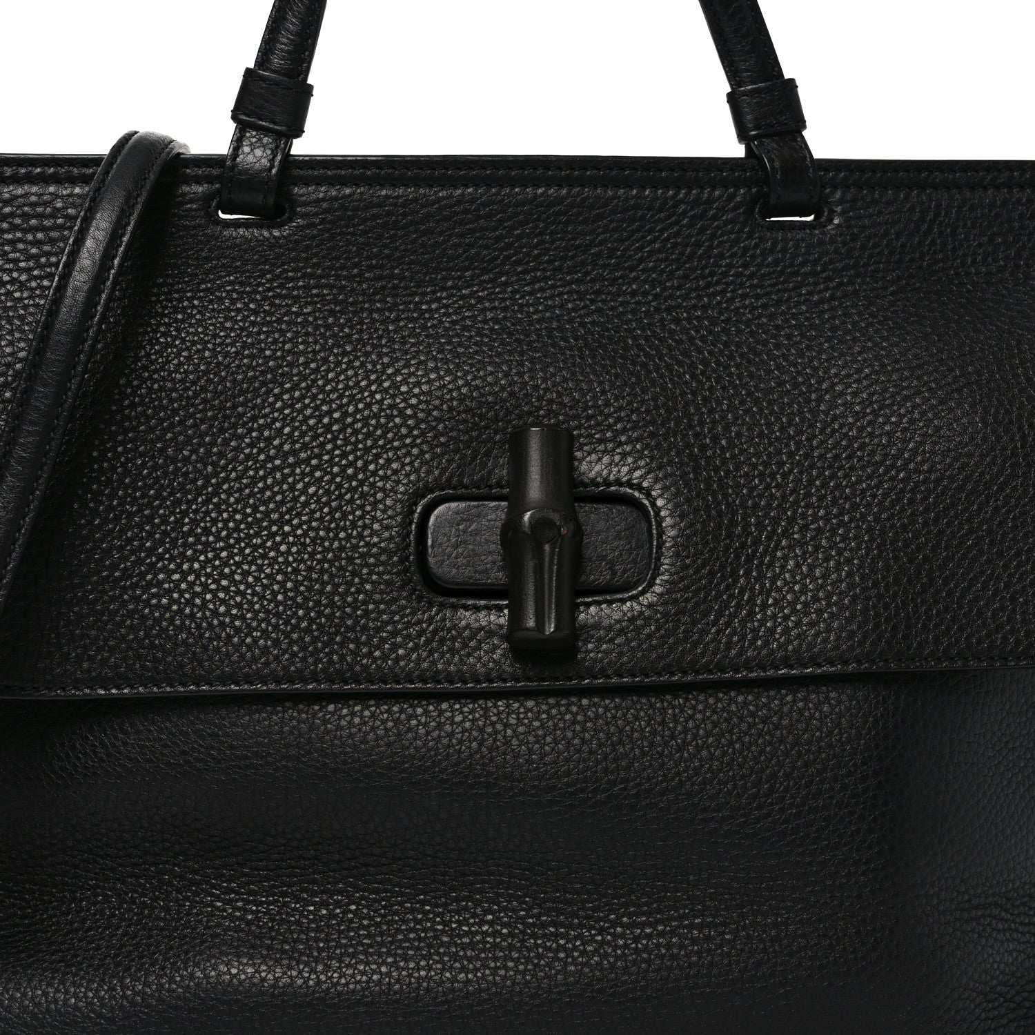 Cellarius Calfskin Large Bamboo Daily Top Handle Bag Black