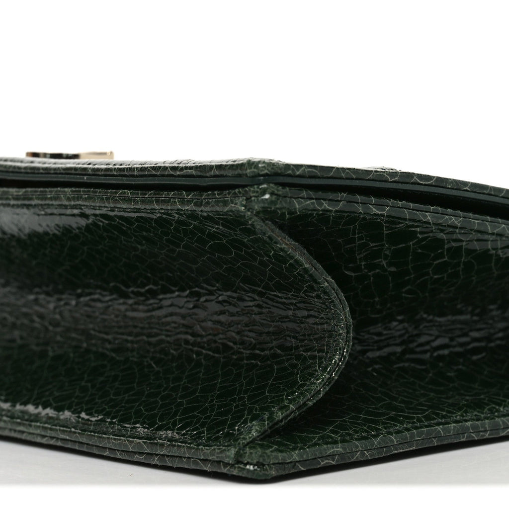 Ceramic Effect Deerskin Large Diorama Flap Bag Malachite Green