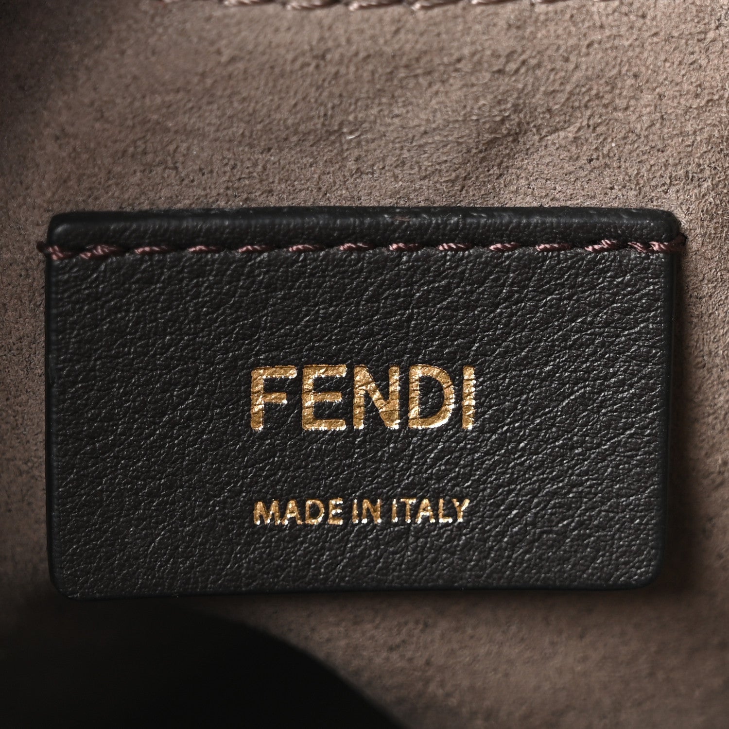 Shearling Vitello Dolce F is Fendi Macro FF 1974 Mini Mon Tresor Bucket Bag Tobacco Black