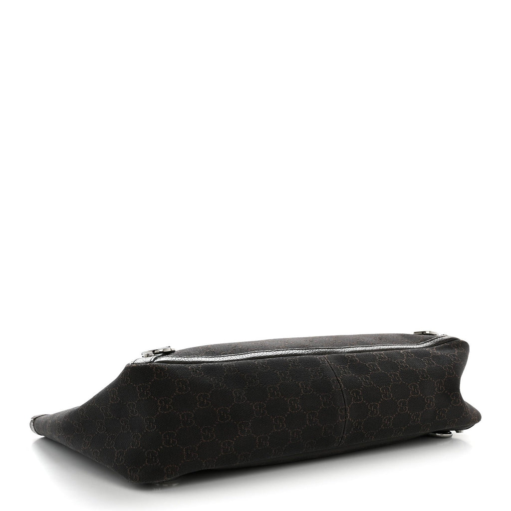 Denim Monogram Large Abbey Tote Dark Brown