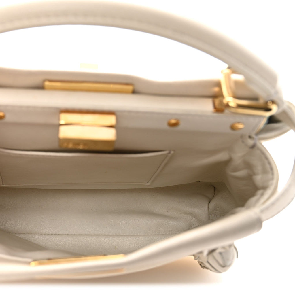 Nappa Rosebud Mini Peekaboo Iconic Satchel Bianco