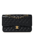 Caviar Quilted Medium Double Flap Black