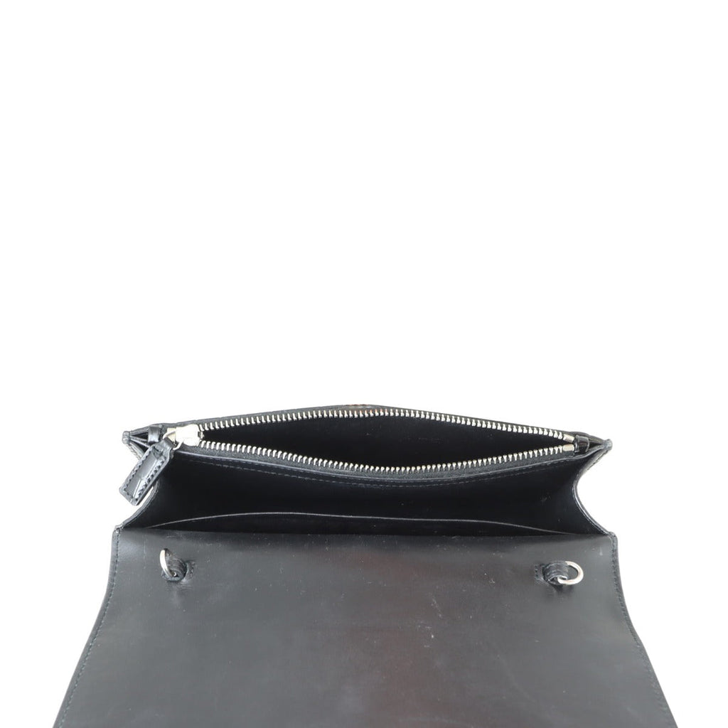 Saint Laurent Kate Tassel Chain Wallet Croc-Embossed