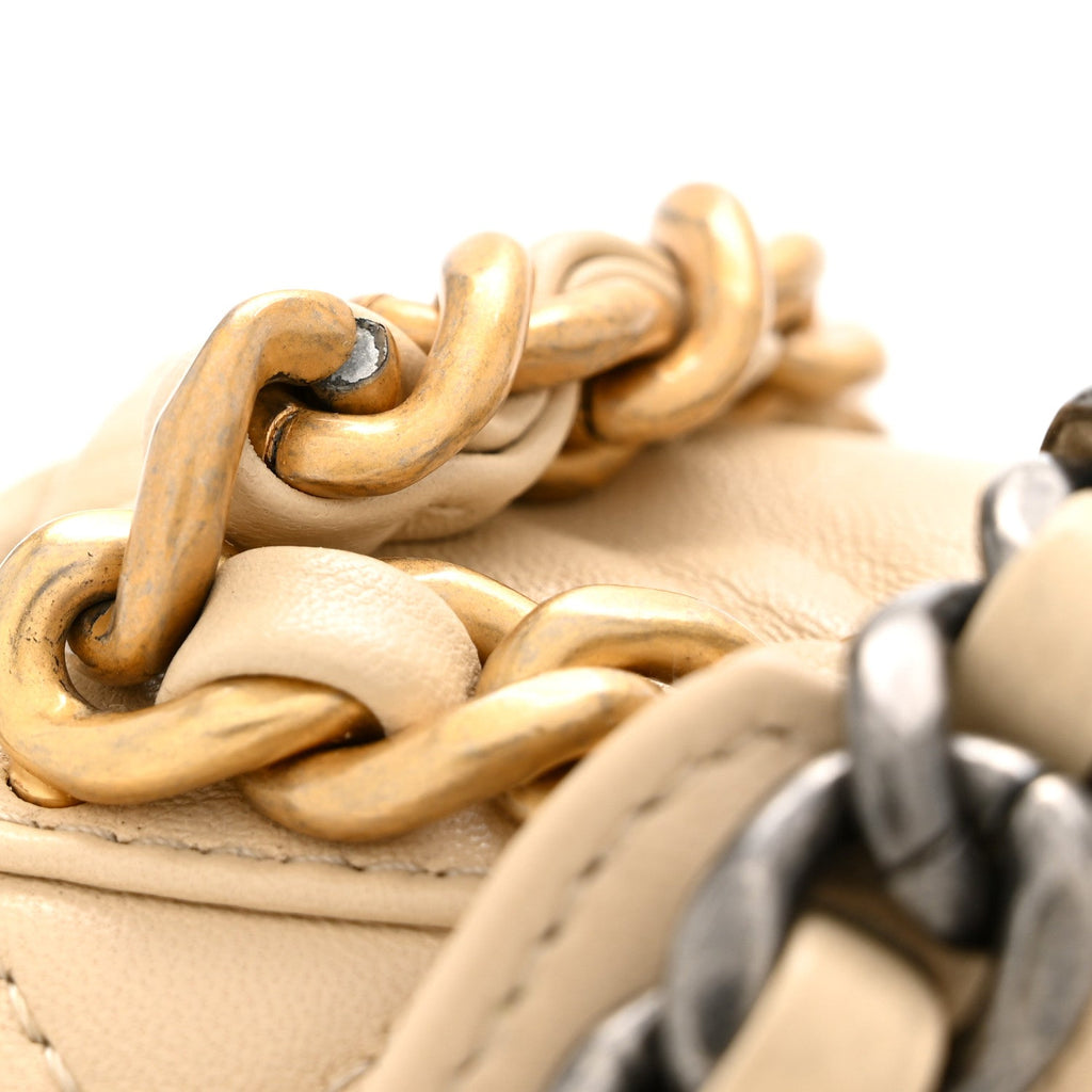 Lambskin Quilted Medium Chanel 19 Flap Beige