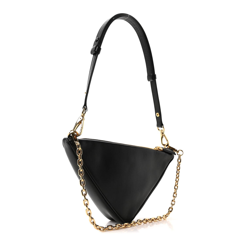 Jacquard Calfskin Triangolo Symbole Embroidered Mini Triangle Double Bag Black Corda