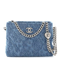 Denim Quilted Camellia Sweetheart Small Hobo Blue