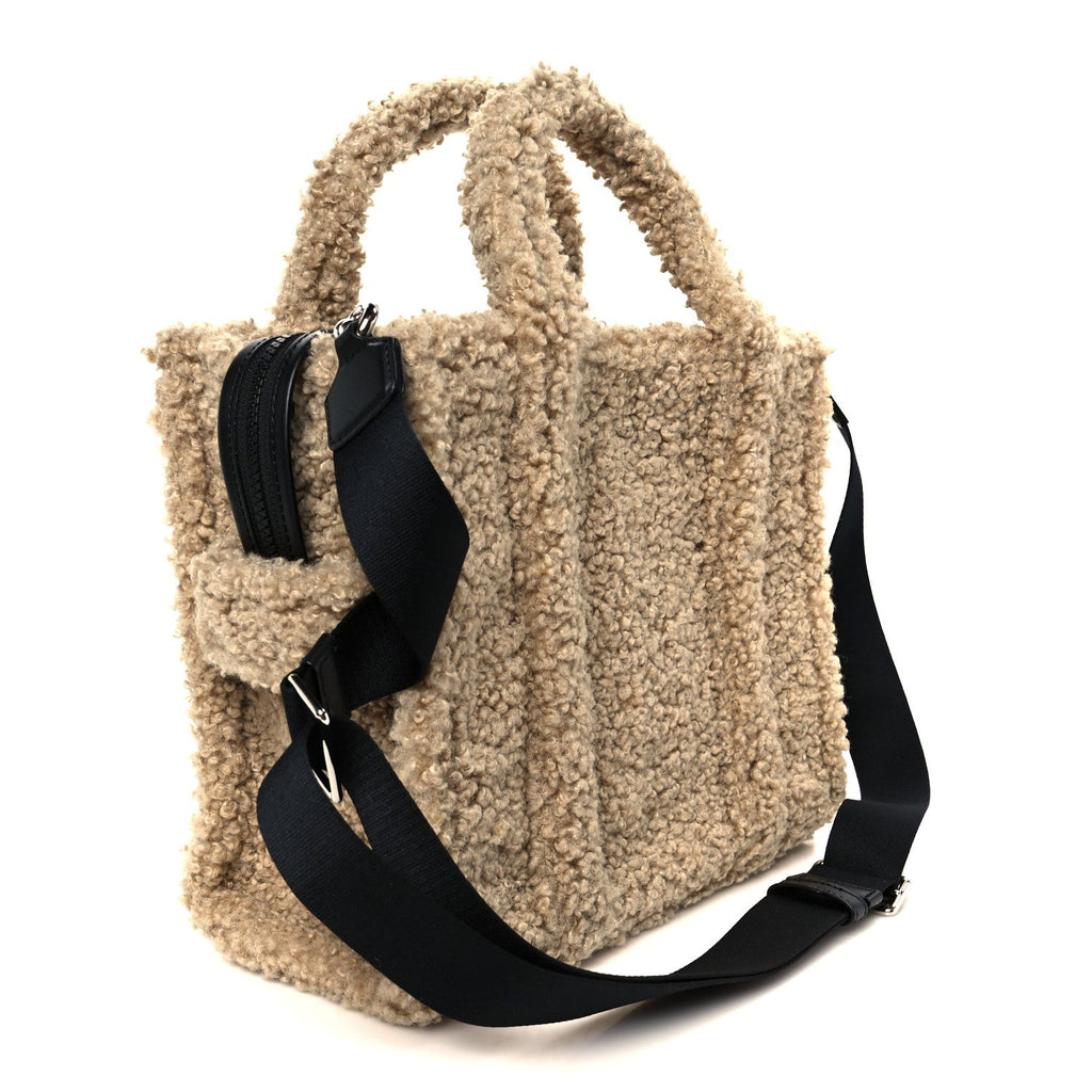 Polyester Cotton Medium The Teddy Traveler Tote Bag Beige