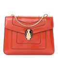 Metallic Calfskin Small Serpenti Forever Snake Strap Crossbody Bag Orange