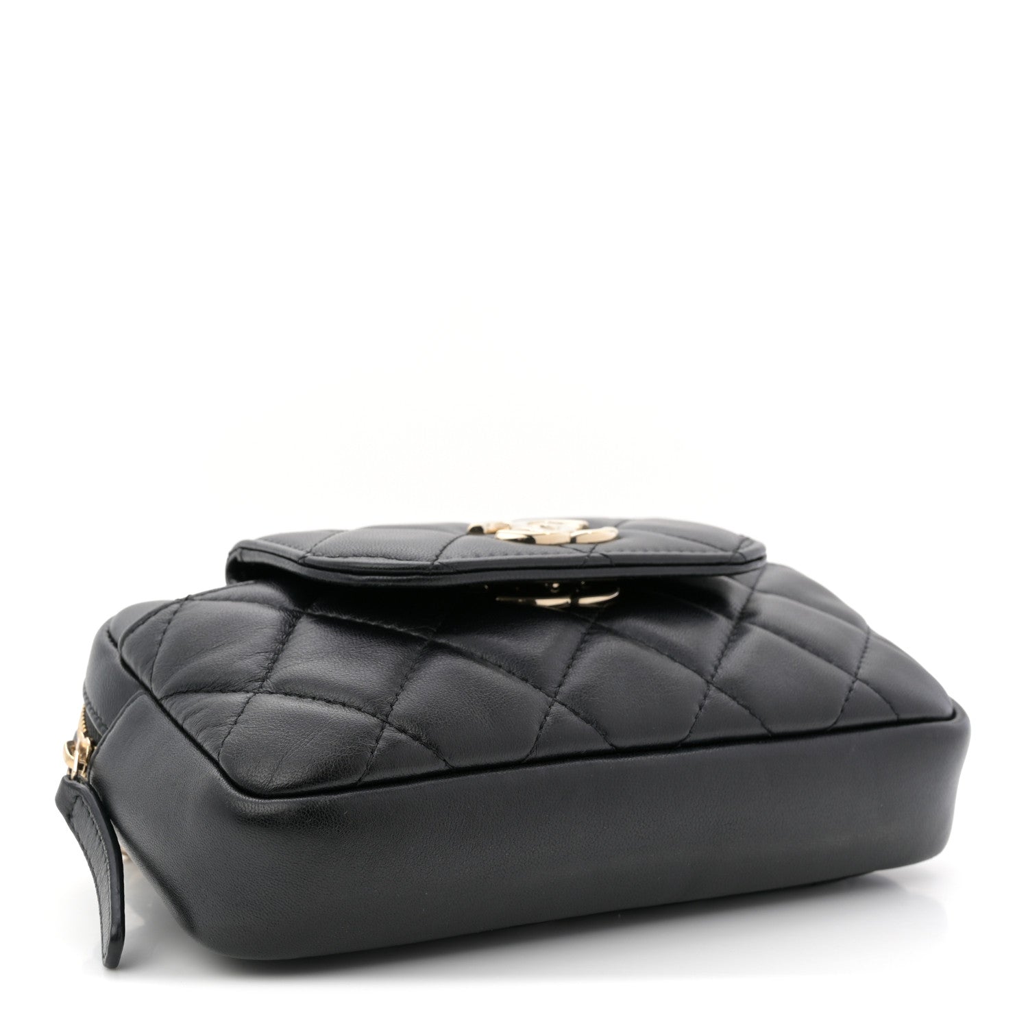 Lambskin Quilted Waist Bag Black