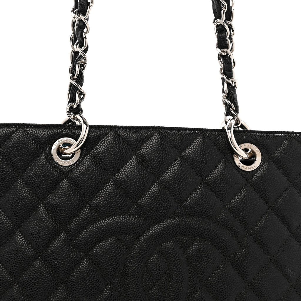 Caviar Quilted Grand Shopping Tote GST Black