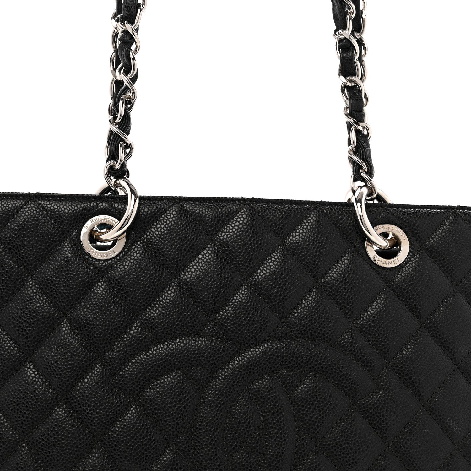 Caviar Quilted Grand Shopping Tote GST Black