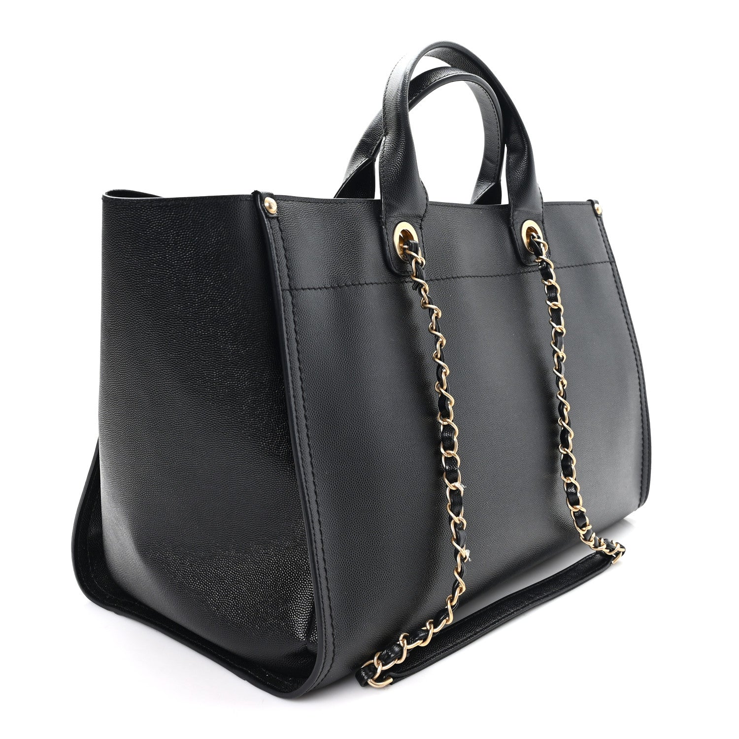 Caviar Medium Studded Deauville Tote Black
