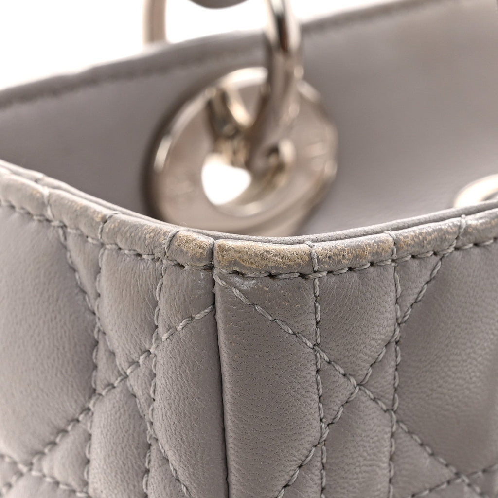 Lambskin Cannage Medium Lady Dior Grey
