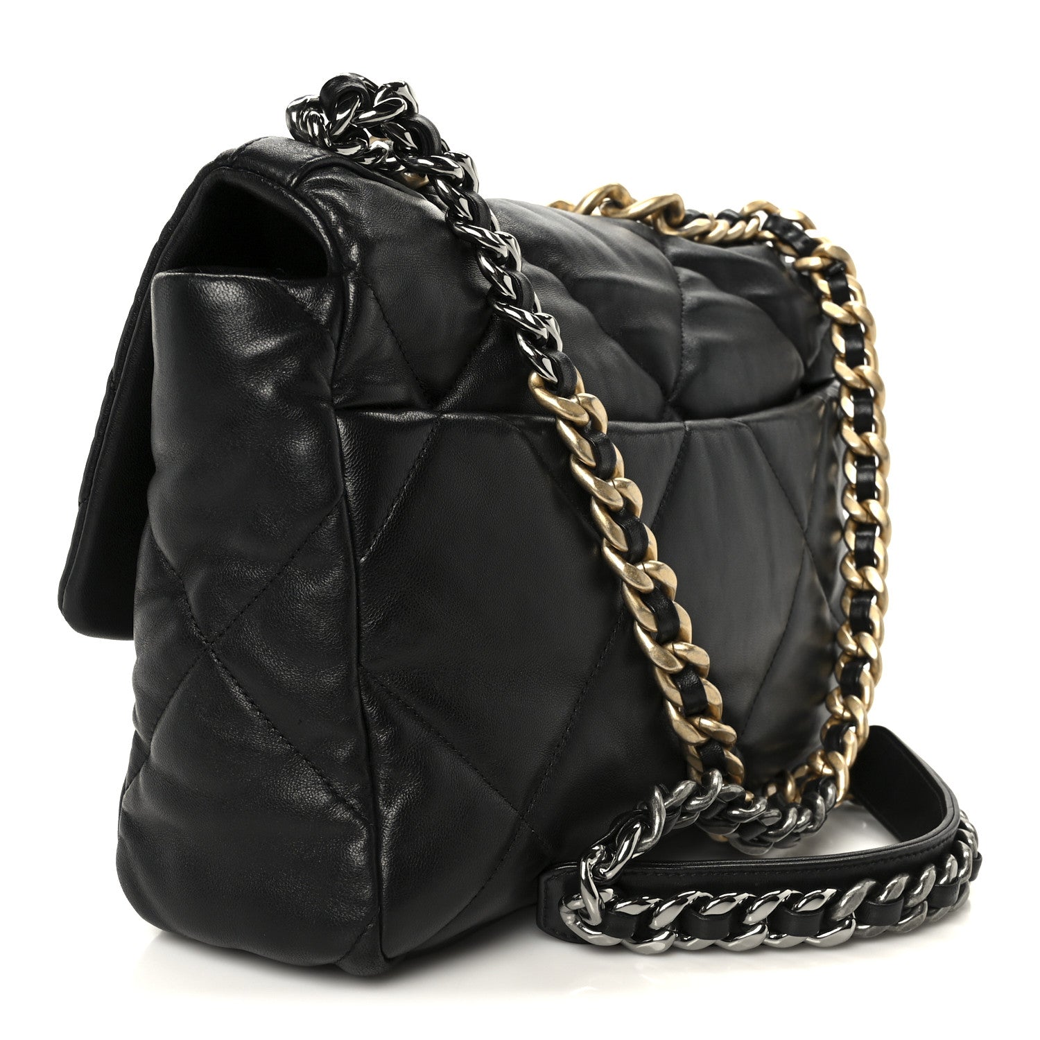 Lambskin Quilted Large Chanel 19 Flap Black