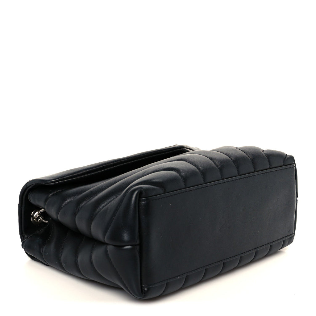 Calfskin Y Quilted Monogram Small Loulou Chain Satchel Black