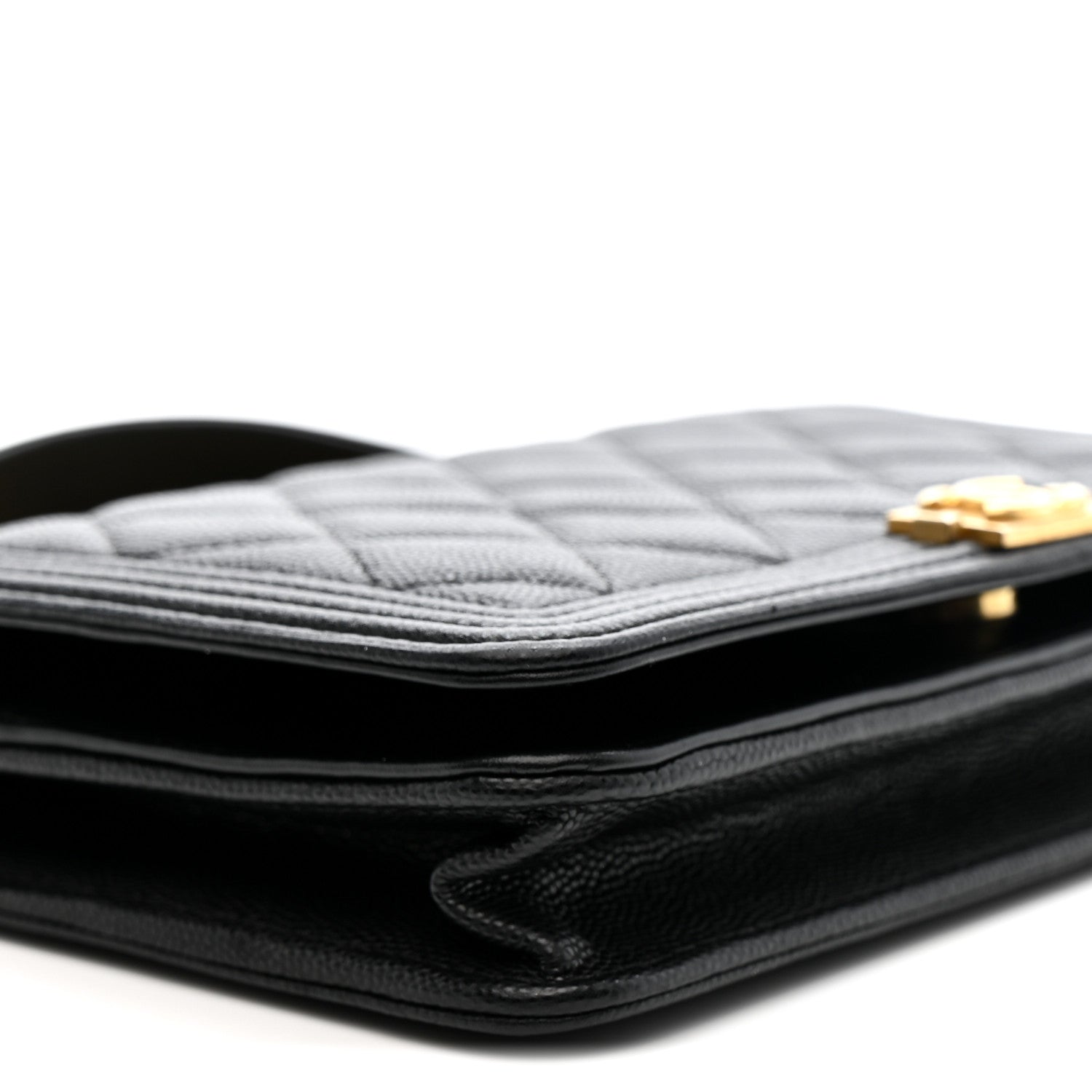 Caviar Quilted Boy Wallet On Chain WOC Black