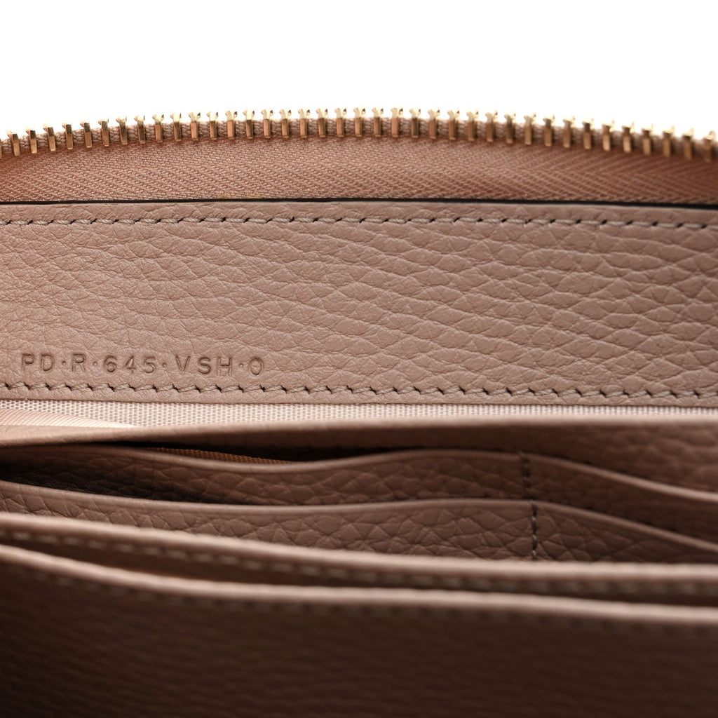 Pebbled Calfskin Rockstud Zip Around Wallet Poudre