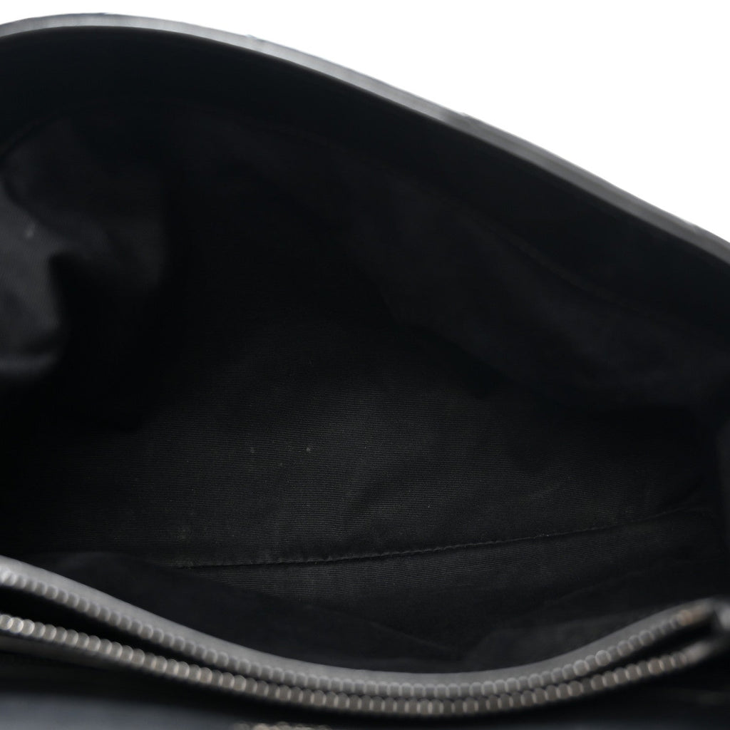 Calfskin Y Quilted Monogram Monochrome Medium Loulou Chain Satchel Black