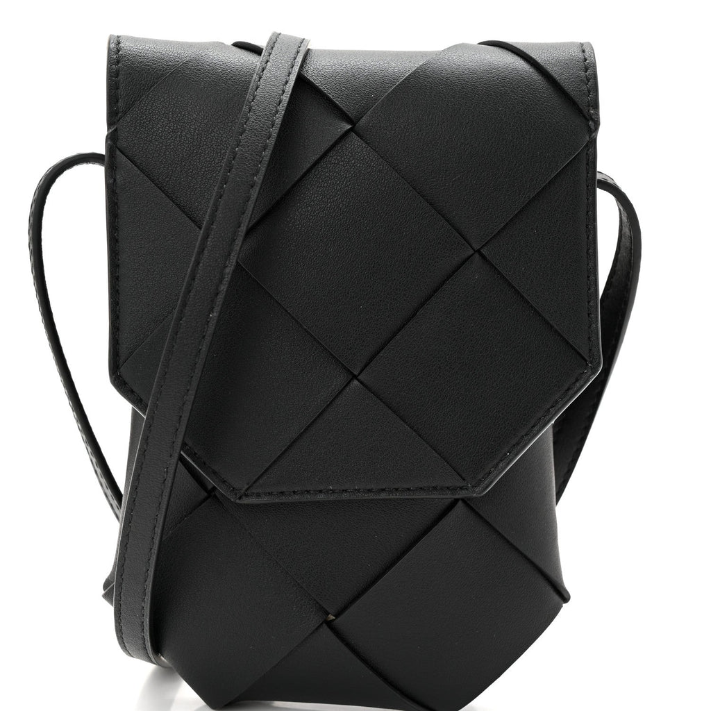 Nappa Maxi Intrecciato Diago Phone Pouch Black